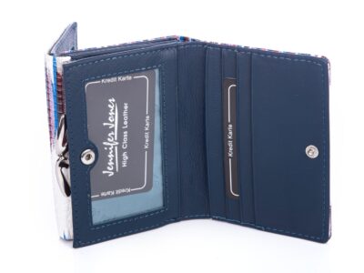 Portfel damski lakierowany biało-niebieski z biglem Jennifer Jones - obrazek 8