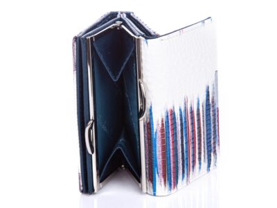 Portfel damski lakierowany biało-niebieski z biglem Jennifer Jones - obrazek 5