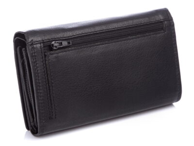 Duży czarny portfel damski ze skóry naturalnej Money Maker - obrazek 9
