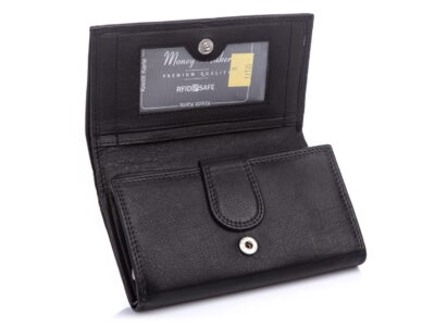 Duży czarny portfel damski ze skóry naturalnej Money Maker - obrazek 8