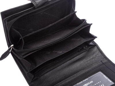 Duży czarny portfel damski ze skóry naturalnej Money Maker - obrazek 5