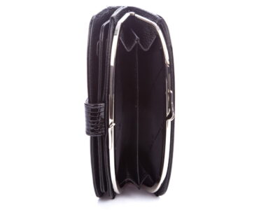 Czarny lakierowany portfel damski na bigiel Jennifer Jones - obrazek 7