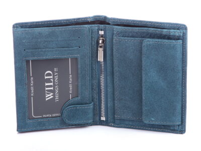 Niebieski pionowy portfel męski skórzany WILD - obrazek 3