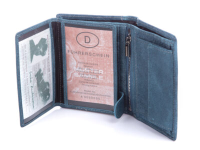 Niebieski pionowy portfel męski skórzany WILD - obrazek 4