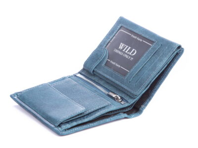 Niebieski pionowy portfel męski skórzany WILD - obrazek 6