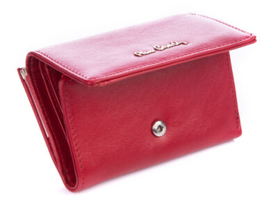 Pierre Cardin czerwony gładki portfel damski z biglem - obrazek 3