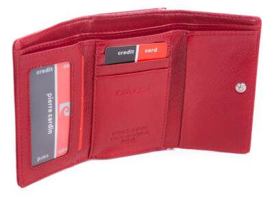 Pierre Cardin czerwony gładki portfel damski z biglem - obrazek 4