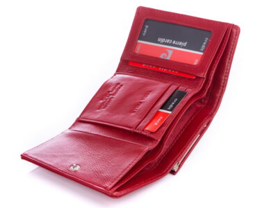 Pierre Cardin czerwony gładki portfel damski z biglem - obrazek 5