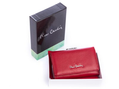 Pierre Cardin czerwony gładki portfel damski z biglem - obrazek 7