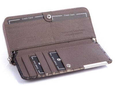 GREGORIO Portfel damski szary lakierowany z klapką - obrazek 4