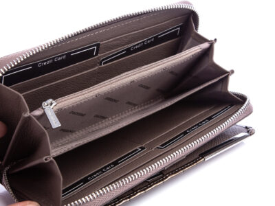 GREGORIO Portfel damski szary lakierowany z klapką - obrazek 5