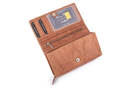 Money Maker Portfel damski skórzany duży beżowy - obrazek 3