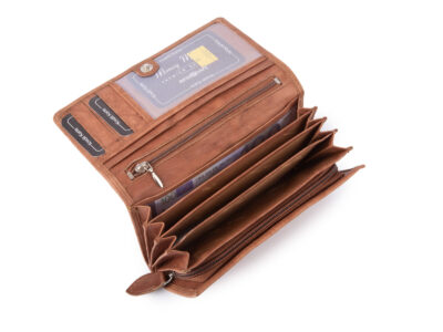 Money Maker Portfel damski skórzany duży beżowy - obrazek 4