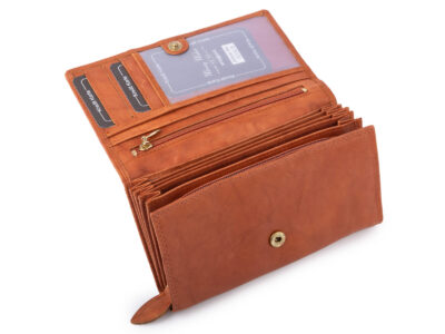 Money Maker Portfel damski skórzany duży jasny brąz - obrazek 4