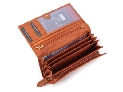 Money Maker Portfel damski skórzany duży jasny brąz - obrazek 5