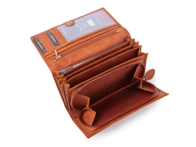 Money Maker Portfel damski skórzany duży jasny brąz - obrazek 6