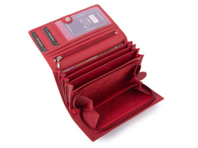 Portfel damski czerwony z matowej skóry naturalnej duży Money Maker - obrazek 3
