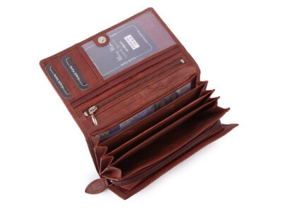 Money Maker Portfel damski skórzany duży ciemnobrązowy - obrazek 4