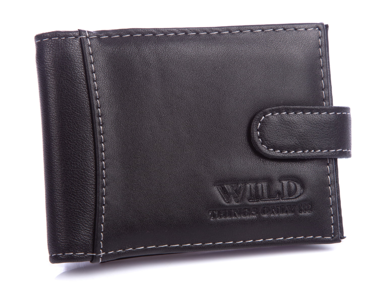 Etui na karty męskie skórzane czarne WILD