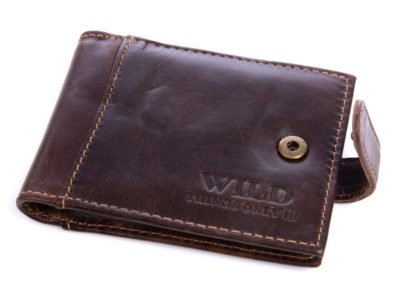 Etui na karty męskie skórzane ciemny brąz WILD Thing's Only - obrazek 3