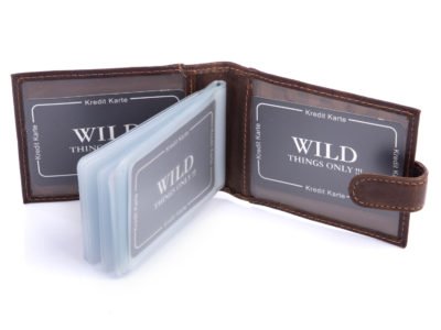 Etui na karty męskie skórzane ciemny brąz WILD Thing's Only - obrazek 4