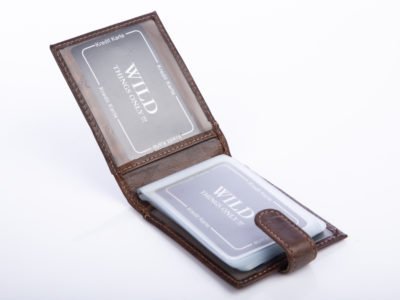 Etui na karty męskie skórzane ciemny brąz WILD Thing's Only - obrazek 5