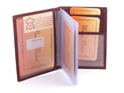 Etui na dokumenty skórzane brązowe Money Maker - obrazek 3