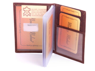 Etui na dokumenty skórzane brązowe Money Maker - obrazek 4