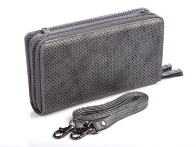 Duży portfel damski z paskiem na ramię szary Jennfier Jones - obrazek 3
