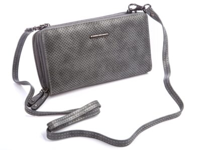 Duży portfel damski z paskiem na ramię szary Jennfier Jones - obrazek 7