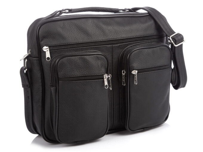 Skórzana czarna torba męska A4 SERGEJ