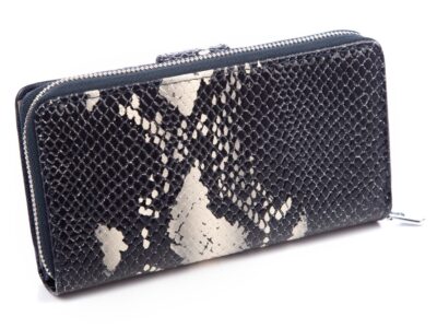 Portfel damski skórzany wzorzysty granatowo-beżowy Jennifer Jones - obrazek 3