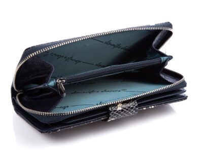 Portfel damski skórzany wzorzysty granatowo-beżowy Jennifer Jones - obrazek 7