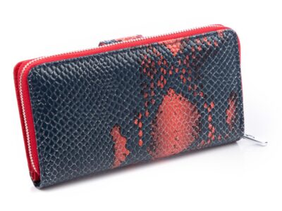 Portfel damski skórzany wzorzysty czerwono-granatowy Jennifer Jones - obrazek 3