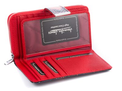 Portfel damski skórzany wzorzysty czerwono-granatowy Jennifer Jones - obrazek 5