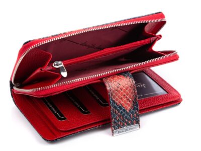 Portfel damski skórzany wzorzysty czerwono-granatowy Jennifer Jones - obrazek 7