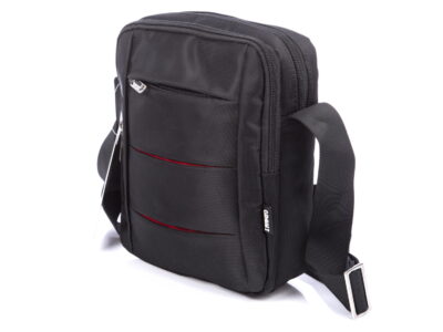 Torebka męska na ramię miejska czarna z czerwonymi paseczkami OR&MI - obrazek 4