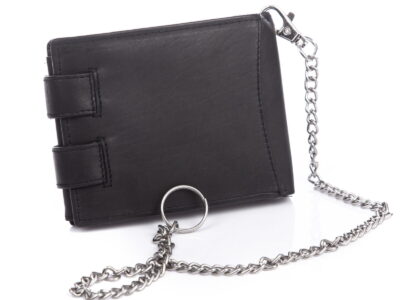 Portfel męski z łańcuchem skórzany czarny WILD - obrazek 2