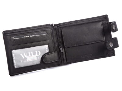 Portfel męski z łańcuchem skórzany czarny WILD - obrazek 4