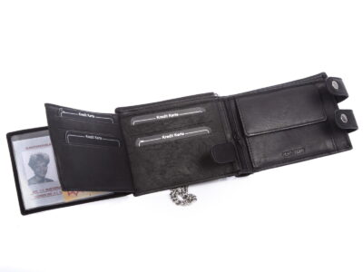 Portfel męski z łańcuchem skórzany czarny WILD - obrazek 5