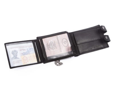 Portfel męski z łańcuchem skórzany czarny WILD - obrazek 6