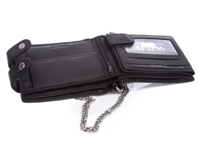 Portfel męski z łańcuchem skórzany czarny WILD - obrazek 7