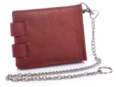 Portfel męski z łańcuchem skórzany ciemnobrązowy WILD - obrazek 2