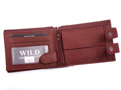 Portfel męski z łańcuchem skórzany ciemnobrązowy WILD - obrazek 5