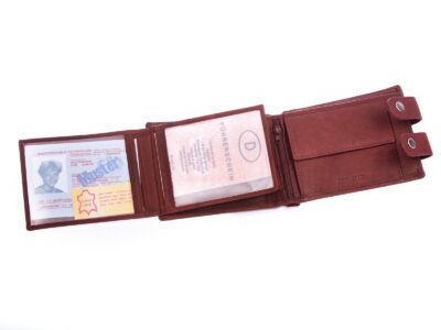 Portfel męski z łańcuchem skórzany ciemnobrązowy WILD - obrazek 6