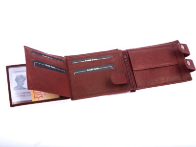 Portfel męski z łańcuchem skórzany ciemnobrązowy WILD - obrazek 7