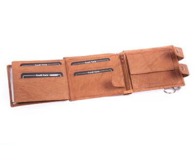 Portfel męski z łańcuchem skórzany jasno brązowy WILD - obrazek 6