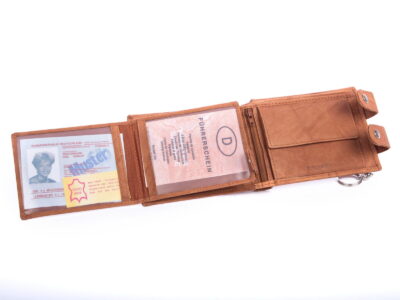 Portfel męski z łańcuchem skórzany jasno brązowy WILD - obrazek 7