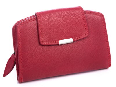 Średni portfel damski skórzany RFID Czerwony Money Maker