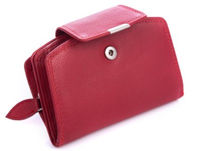 Średni skórzany portfel damski RFID czerwony Money Maker - obrazek 4